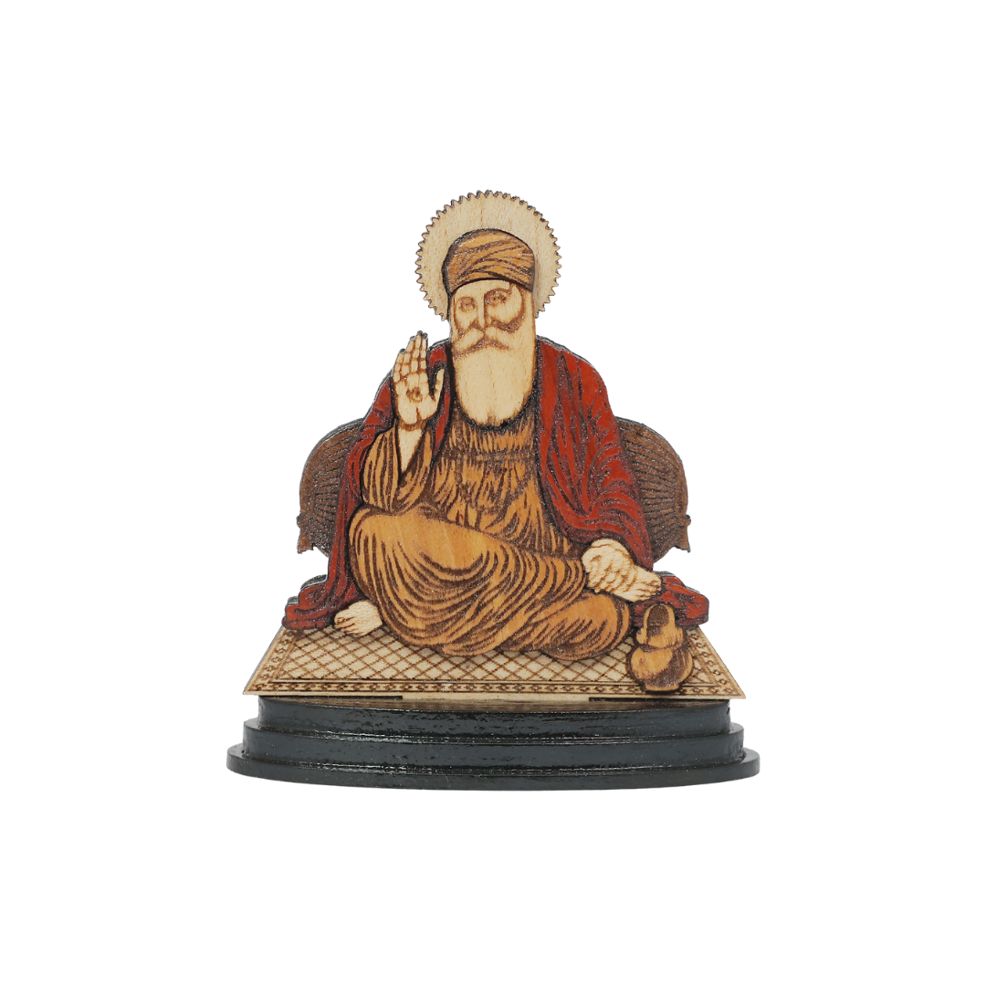 Wooden Spiritual Car Dashboard Stand Guru Nanak Dev Ji