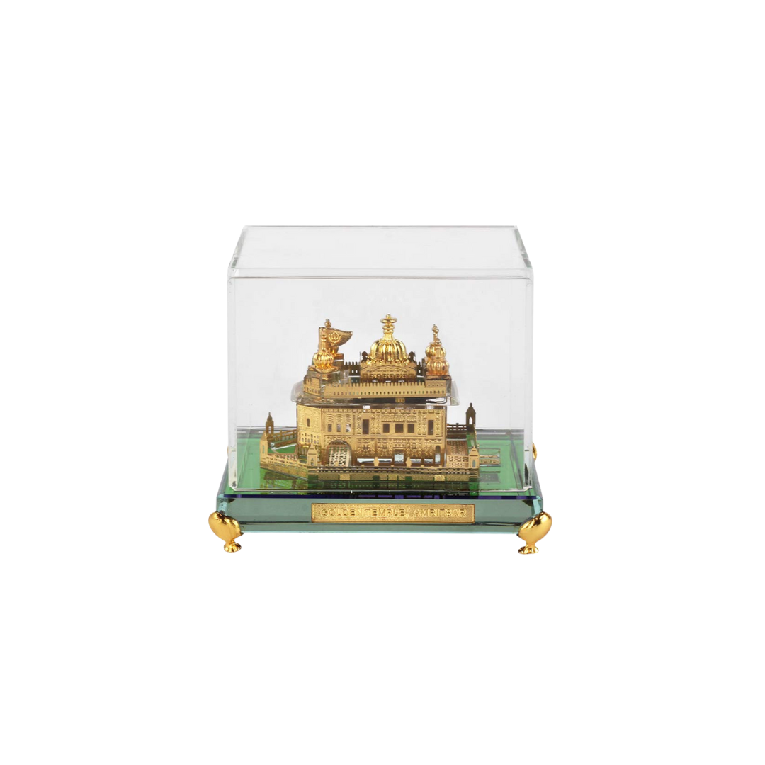 24K Gold Plated Golden Temple Square Crystal Showpiece (Small )