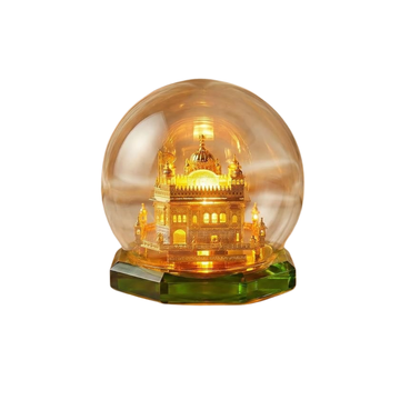 24K Gold Plated Golden Temple Crystal Dome Showpiece ( With Led Light Small)