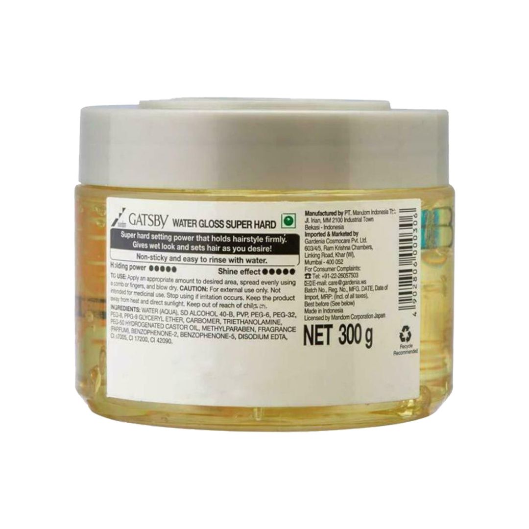 Gats by Water Gloss - SuperHard, Wet Look, Shine Effect, Long Lasting Hold, Non Sticky, Easy Wash Off, Holding Level 5, 300gm