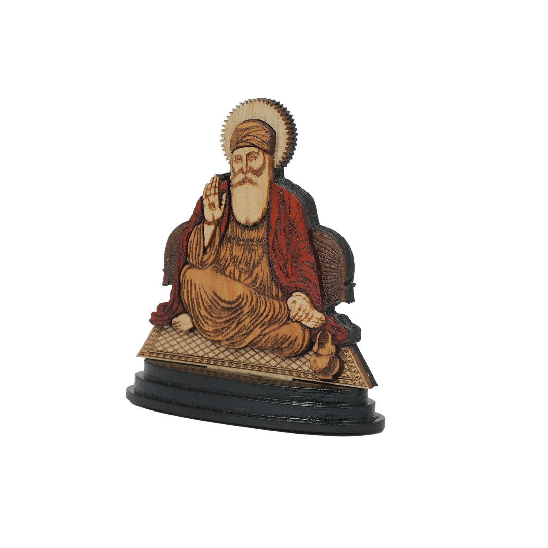 Wooden Spiritual Car Dashboard Stand Guru Nanak Dev Ji