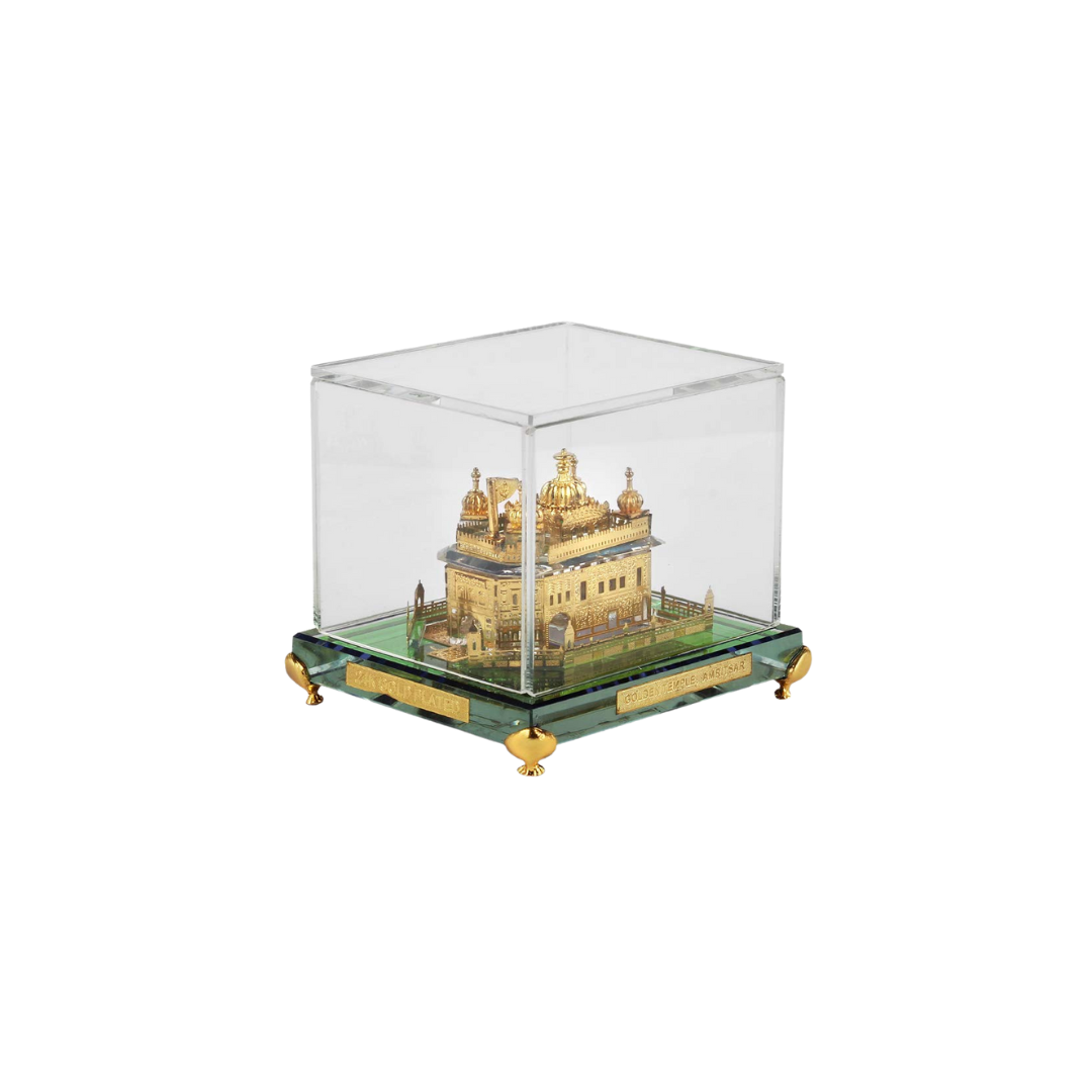 24K Gold Plated Golden Temple Square Crystal Showpiece (Small )