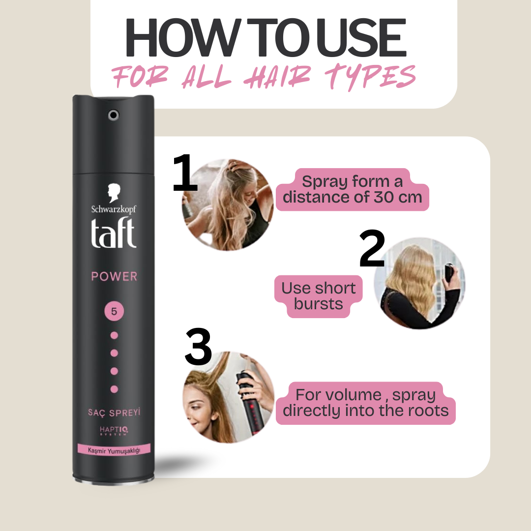 Schwarzkopf Taft Cashmere Touch Power Hair Spray, Mega Strong 5 Purple, 250ml