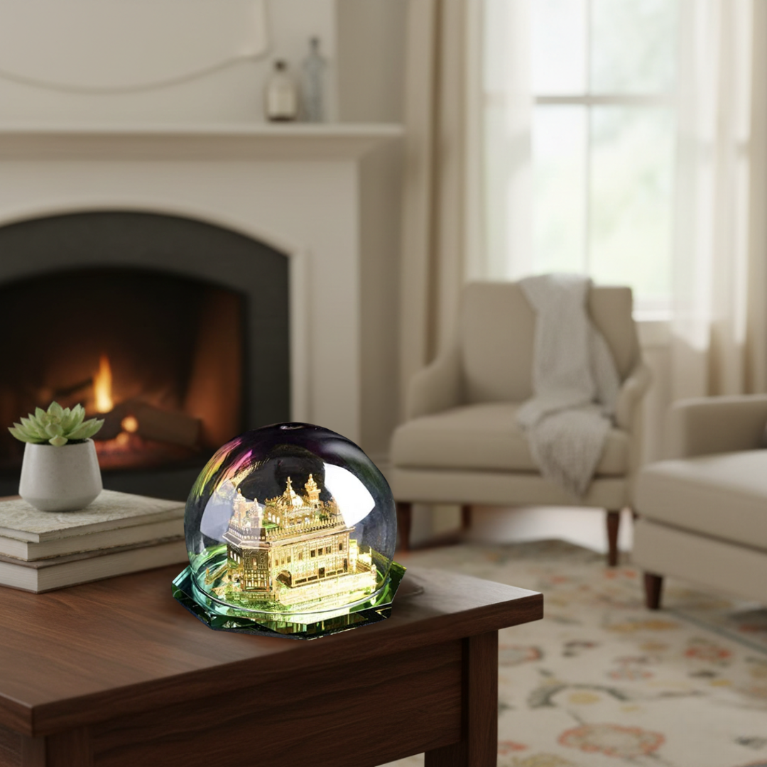 24K Gold Plated Golden Temple Crystal Dome Showpiece ( Big)
