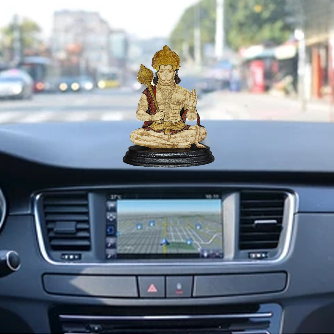 Wooden Spiritual Car Dashboard Stand Hanuman ji