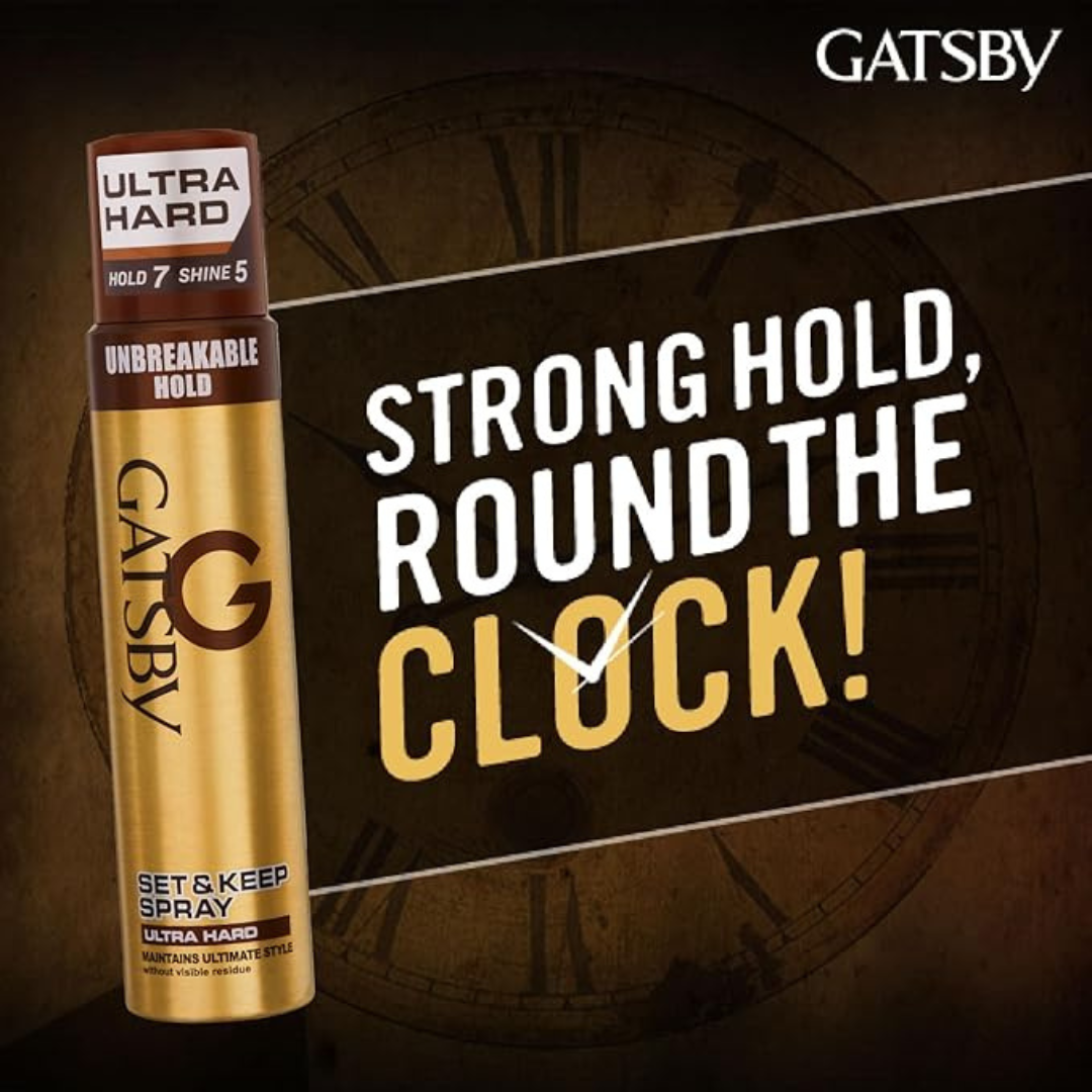 Gatsby Set & Keep Ultra Hard, Quick Drying Hair Spray - GOLD 250ml