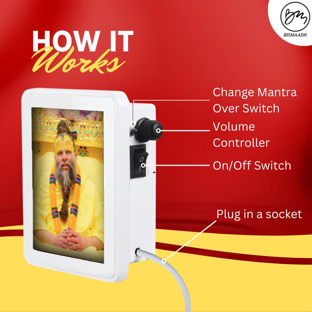BISMAADH Classic Wired Mantra Box with 4-Inch LED Display 8 in 1 Premanand Maharaj ji Mantra, Bhajan Jaap Box