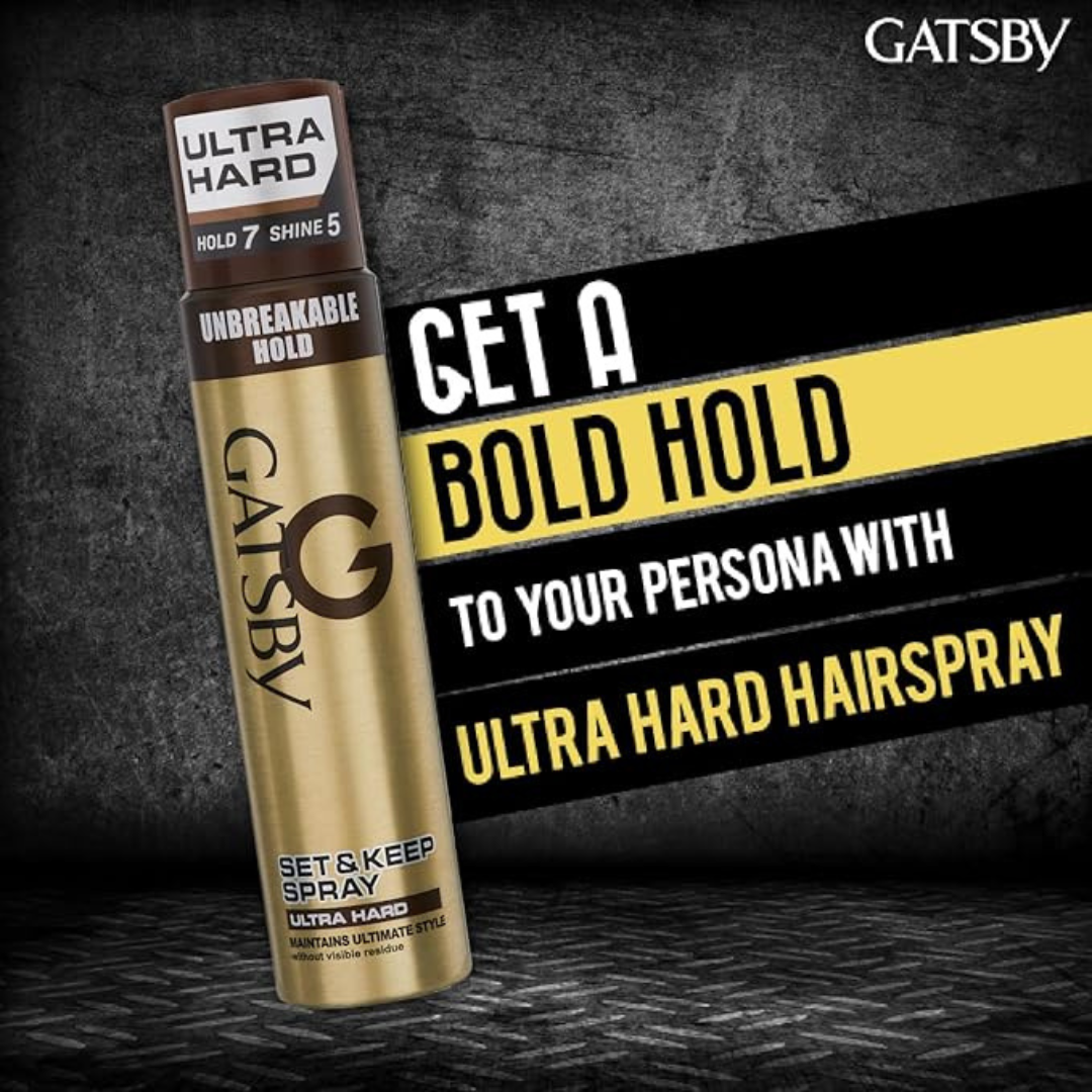 Gatsby Set & Keep Extreme Hold Hair Spray - Black 250ml