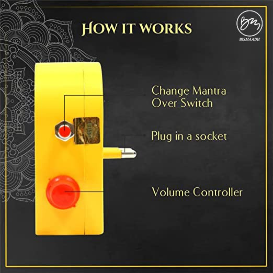 Bismaadh Electric Yellow Mantra Chanting Bell – Just Plug & Play Tamil
