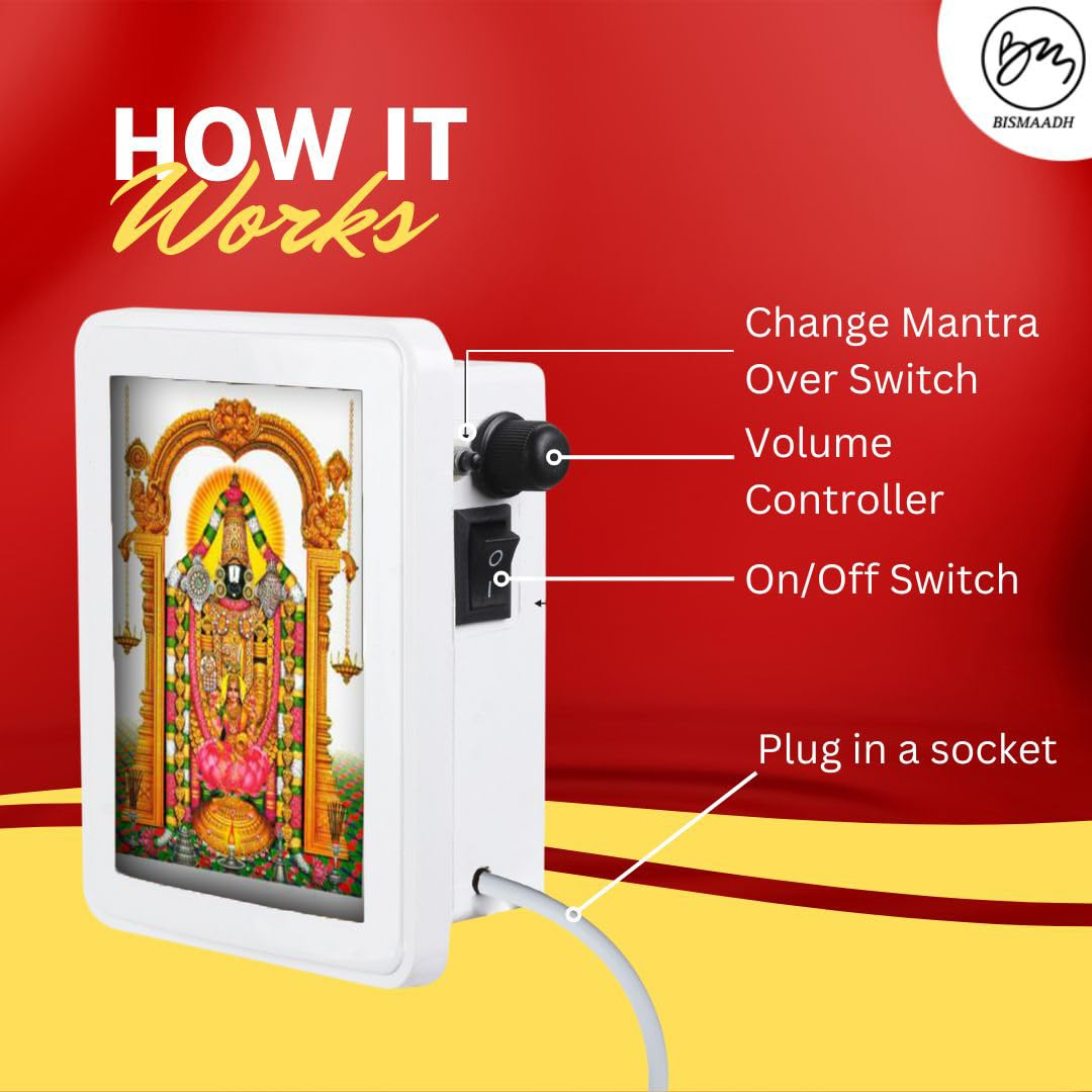 BISMAADH Tamil Classic Wired Mantra Box with 4-Inch LED Display 20 in 1 Hindu Tamil Mantra Bhajan Pooja Mantra Speaker Box.