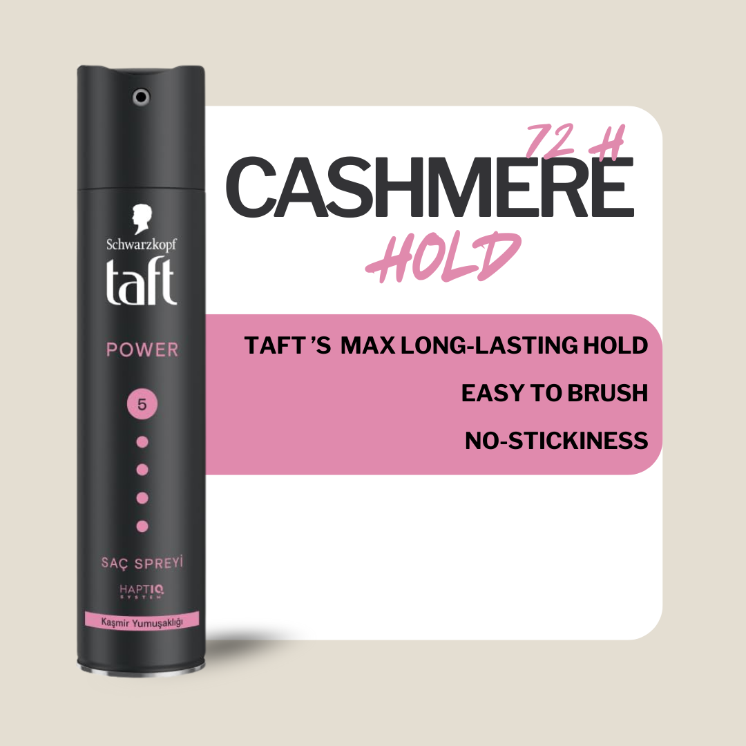 Schwarzkopf Taft Cashmere Touch Power Hair Spray, Mega Strong 5 Purple, 250ml