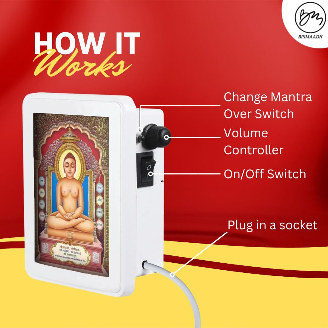 BISMAADH Classic Wired 6 IN 1 Mantra Box with 4-Inch LED Display Specially For Jain Jaap