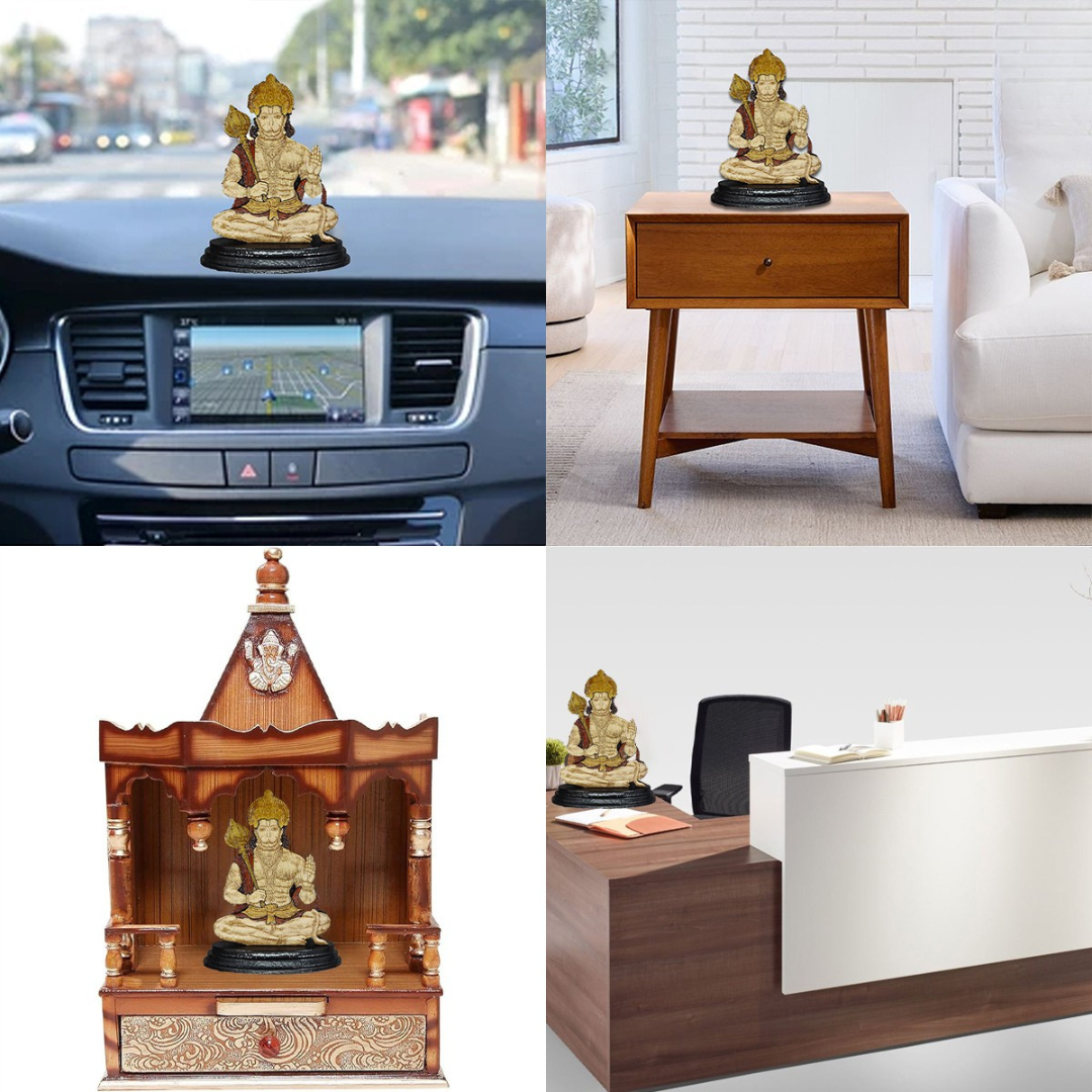 Wooden Spiritual Car Dashboard Stand Hanuman ji