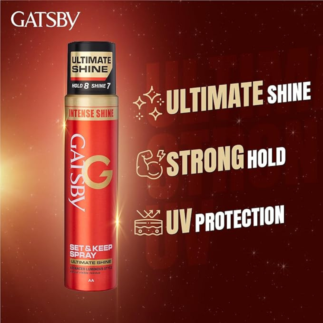 Gatsby Set & Keep Hair Spray - Ultimate Shine, RED 250ml