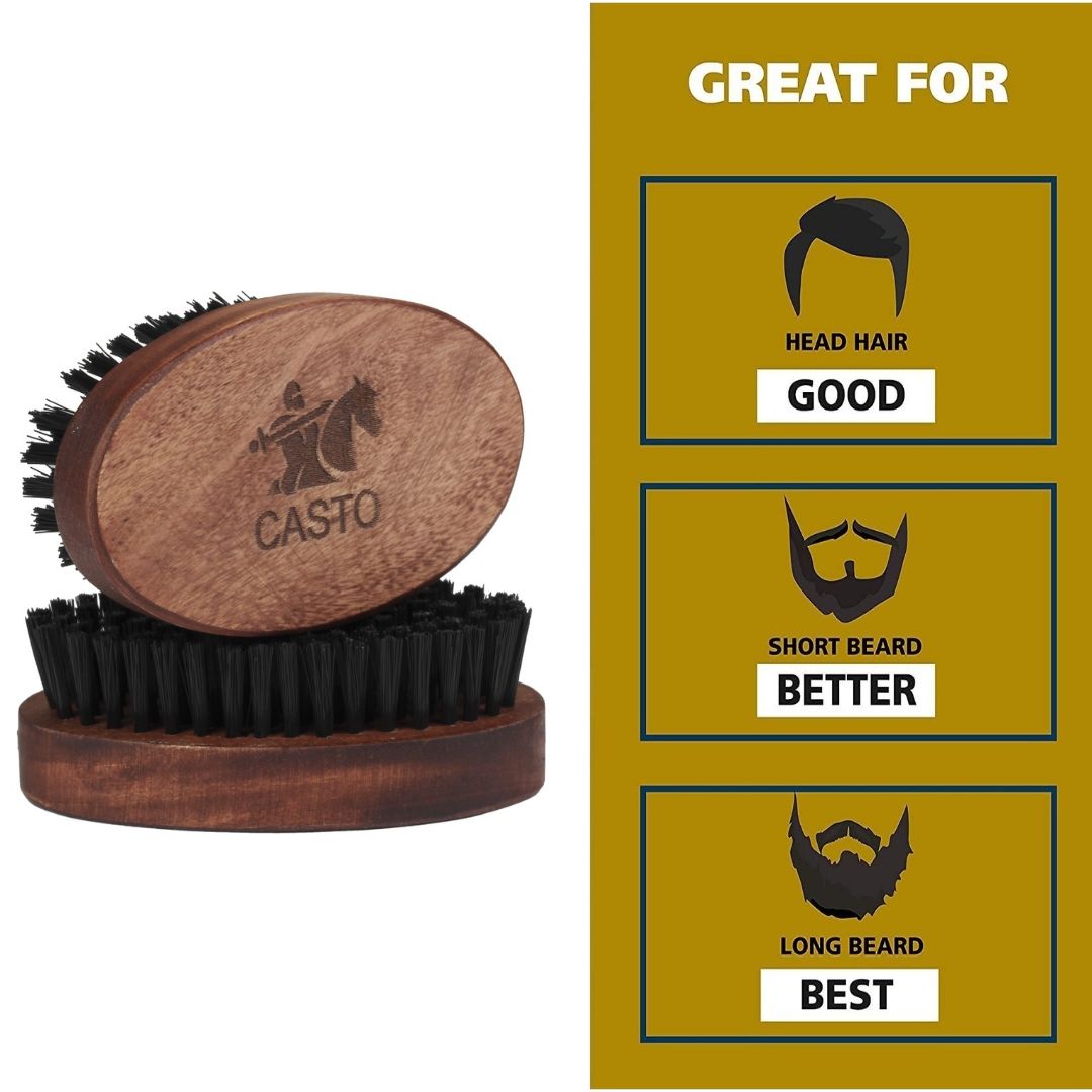 CASTO Beard Brush With Nylon Bristles Handle
