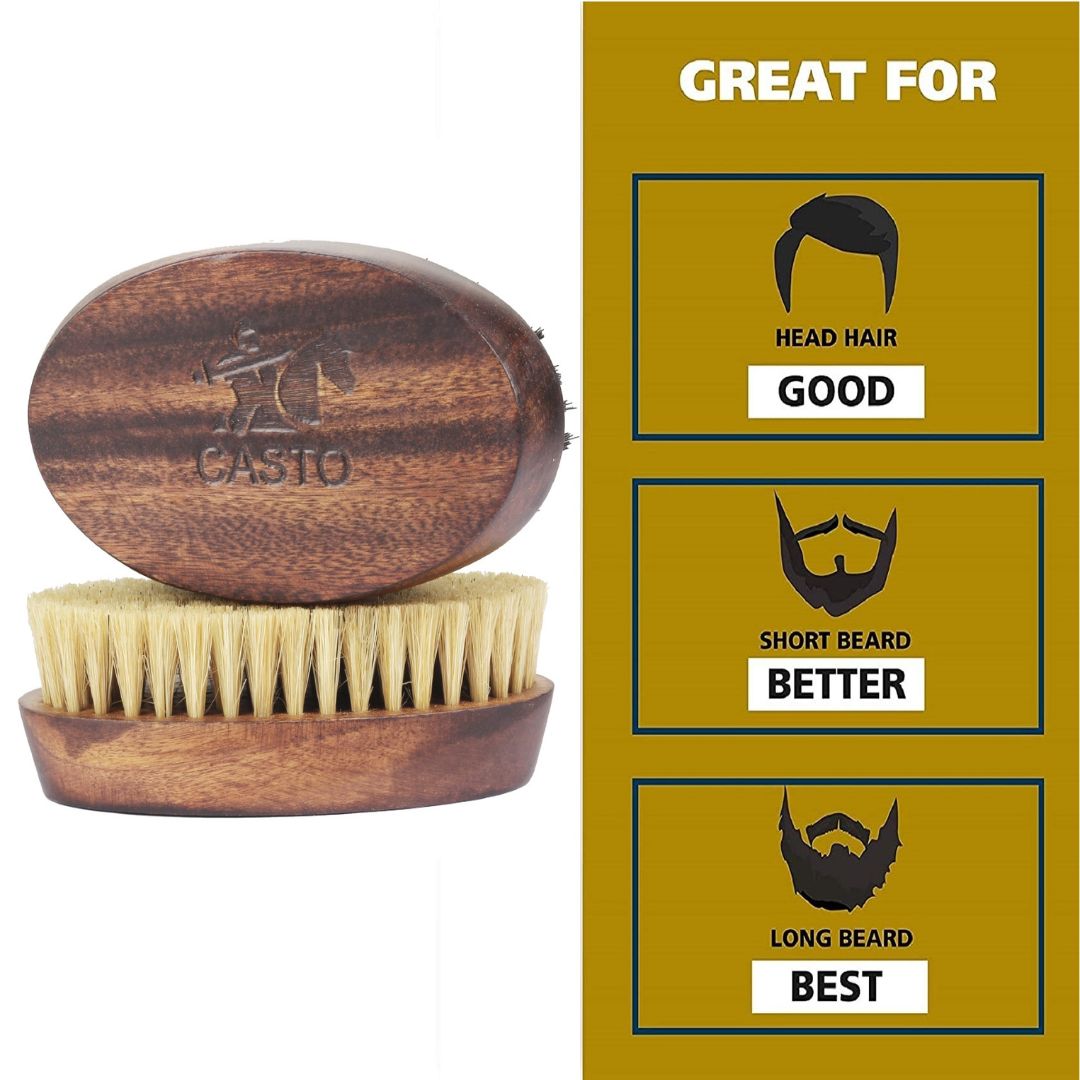 CASTO Beard Brush With 100% Natural Boar Bristles