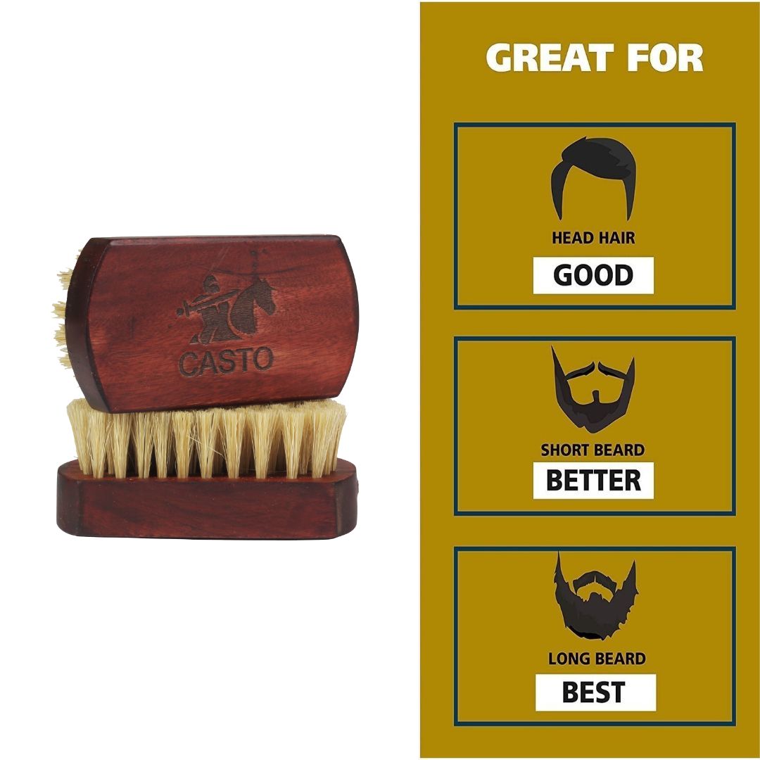 CASTO Beard Brush With 100% Natural Boar Bristles (Medium Size)