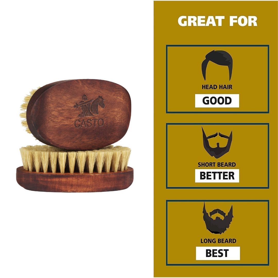 CASTO Beard Brush With 100% Natural Boar Bristles Taper